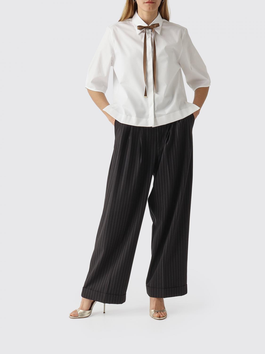 MEIMEIJ PANTALONI: Pantaloni Meimeij in misto viscosa con stampa gessata , Blue - Img 2