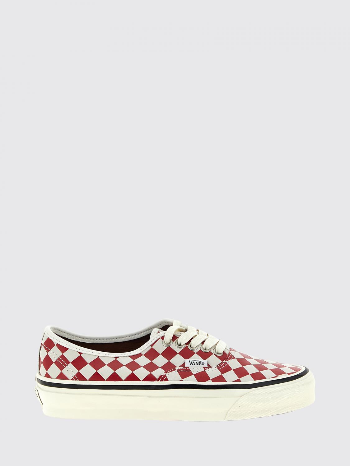VANS BASKETS: Sneakers LX Authentic 44 Vans en pelle a scacchi, Rouge - Img 1