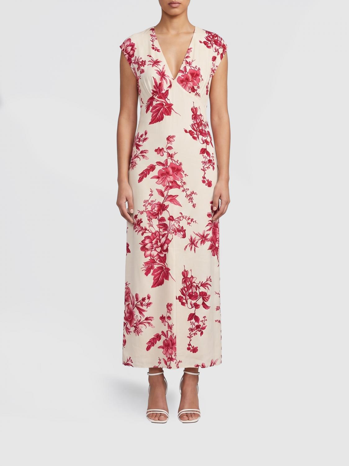 LIU JO ABITO: Abito Liu Jo in raso con stampa floreale , Beige - Img 1