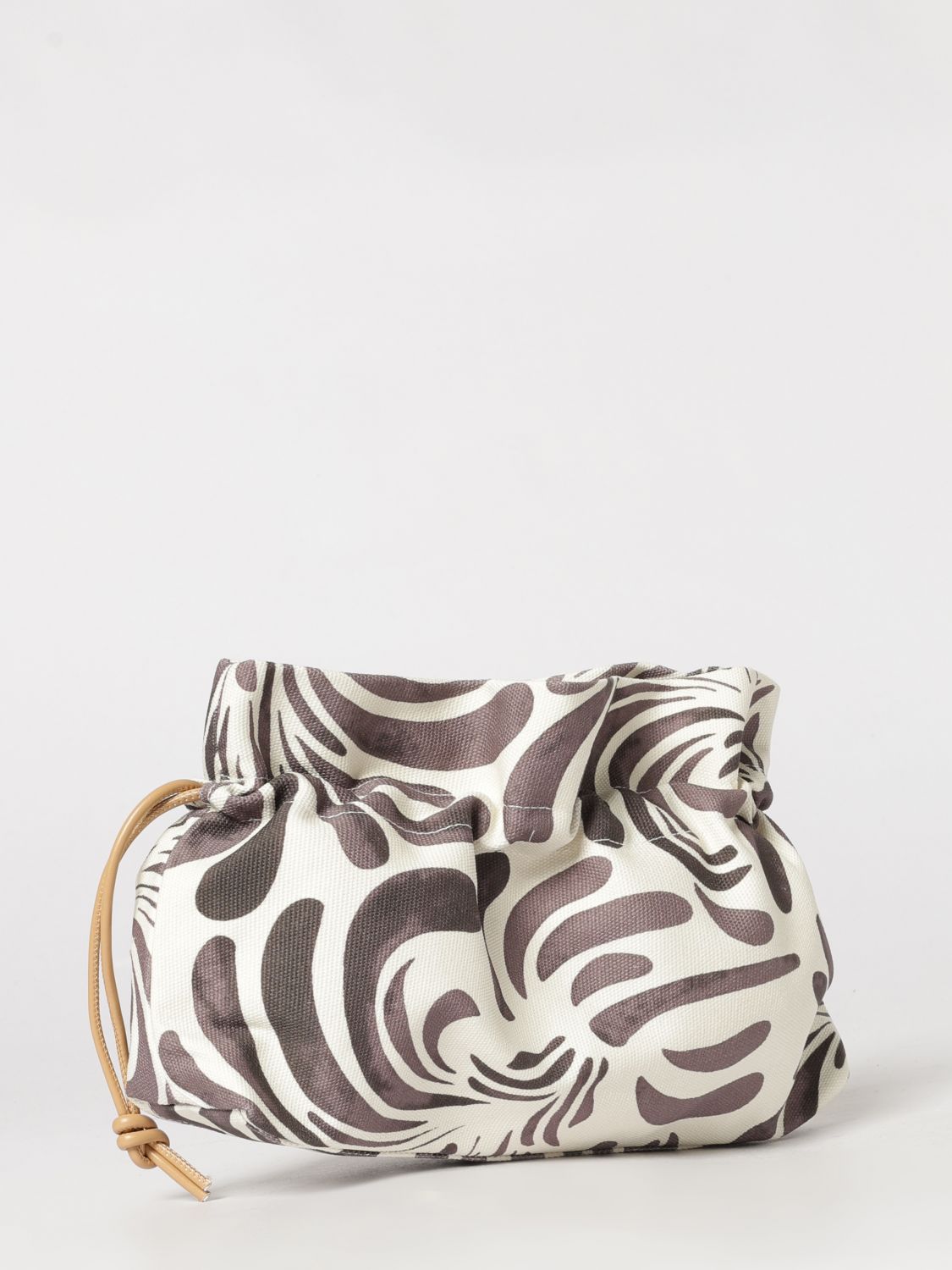 TWINSET U&B CLUTCH: Pouch Twinset U&B in cotone stampato, Caffe - Img 2
