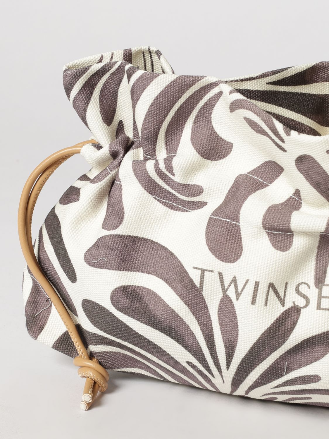 TWINSET U&B CLUTCH: Pouch Twinset U&B in cotone stampato, Caffe - Img 3
