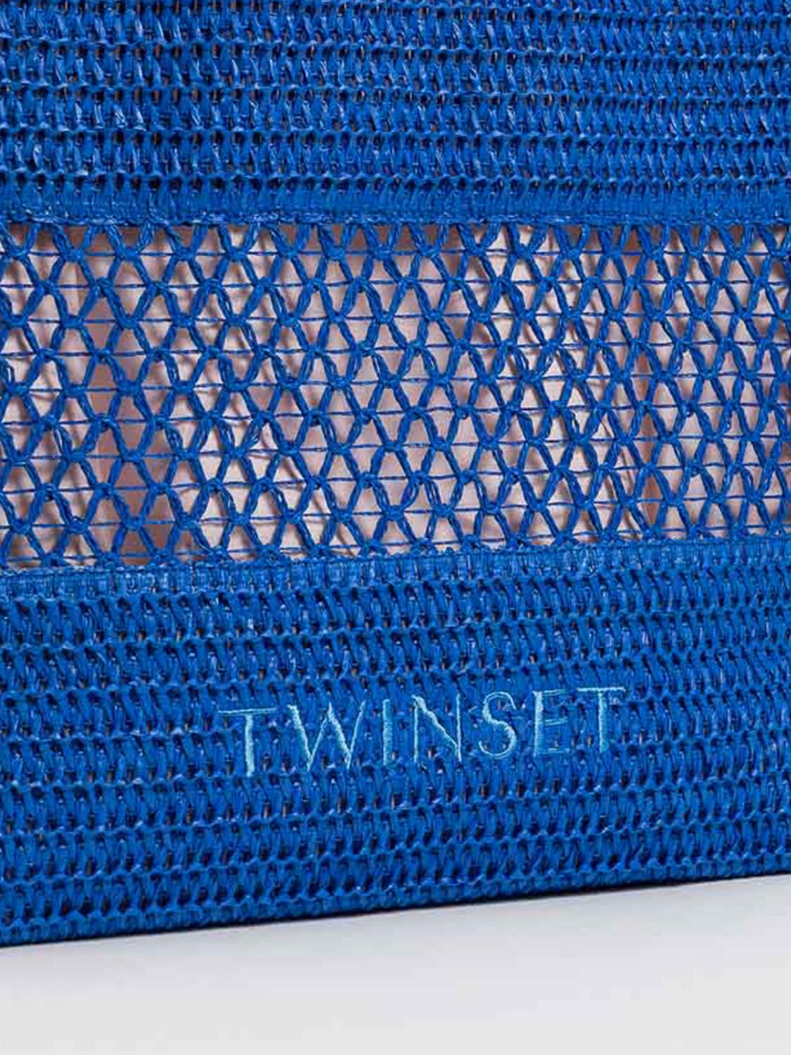 TWINSET U&B BORSA TOTE: Borsa Twinset U&B in rafia crochet, Blue - Img 3