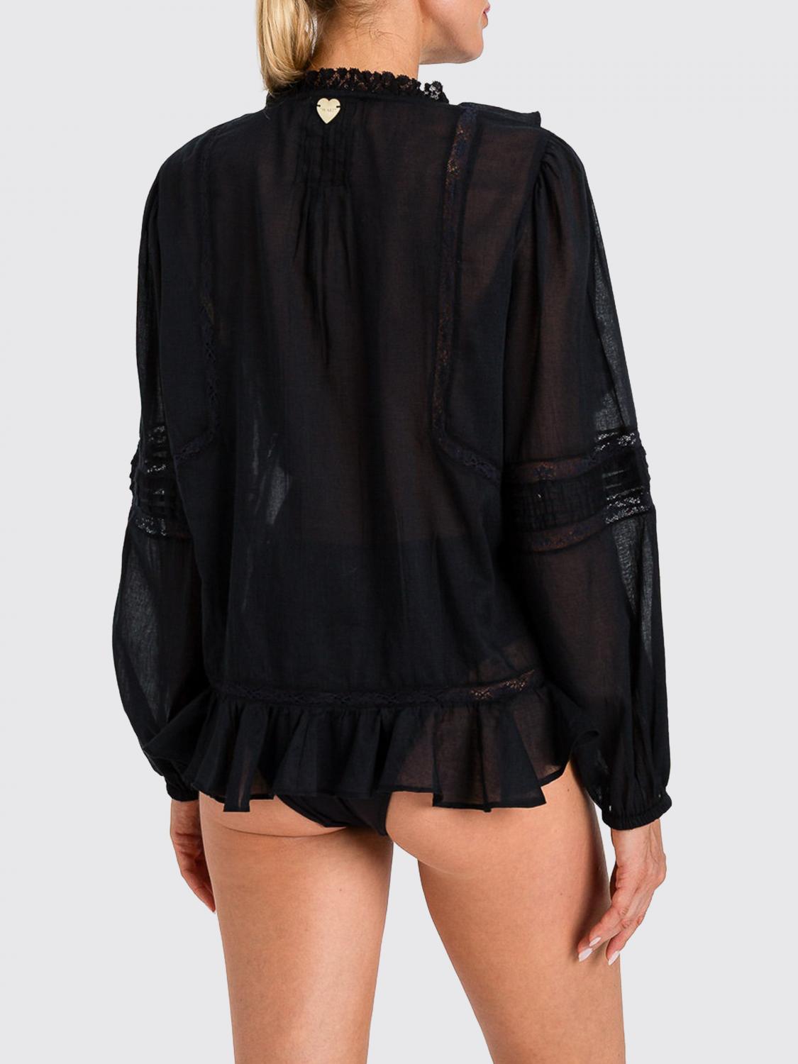 TWINSET U&B CAMICIA: Camicia Twinset U&B in cotone con rouches , Nero - Img 2