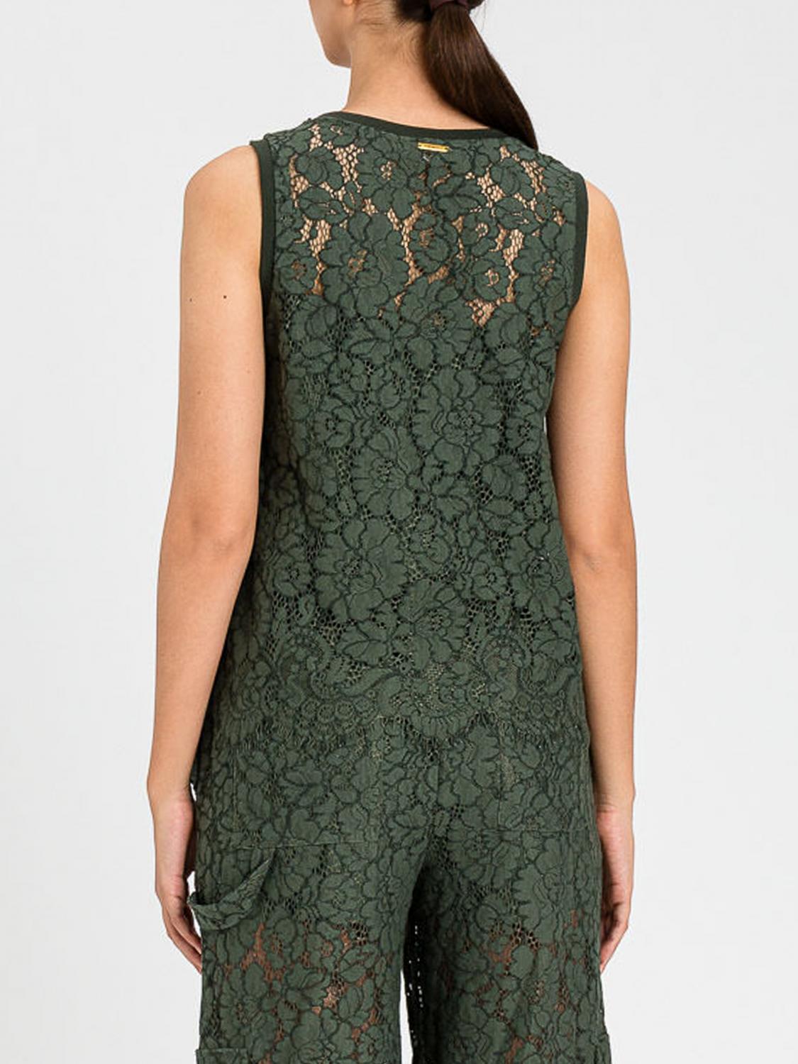 TWINSET U&B TOP: Top in macramé Twinset U&B, Verde - Img 3