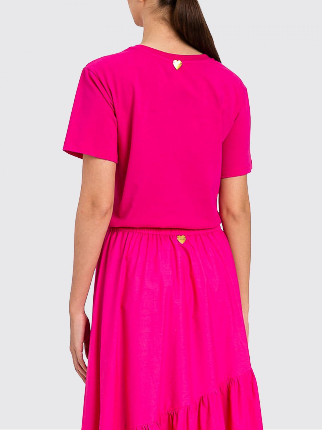 TWINSET U&B T-SHIRTS: T-shirts in cotone Twinset U&B con fiori all'uncinetto, Fuxia - Img 3
