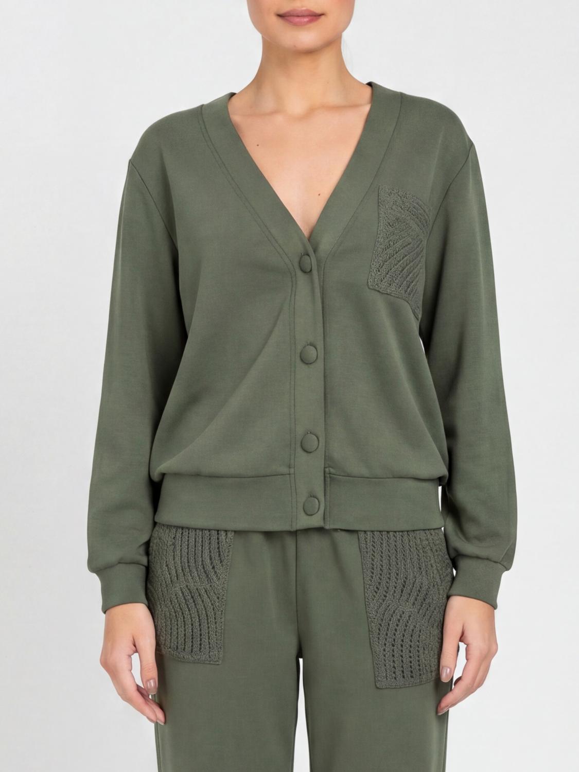 TWINSET U&B MAGLIA: Cardigan in scuba Twinset U&B, Verde - Img 1