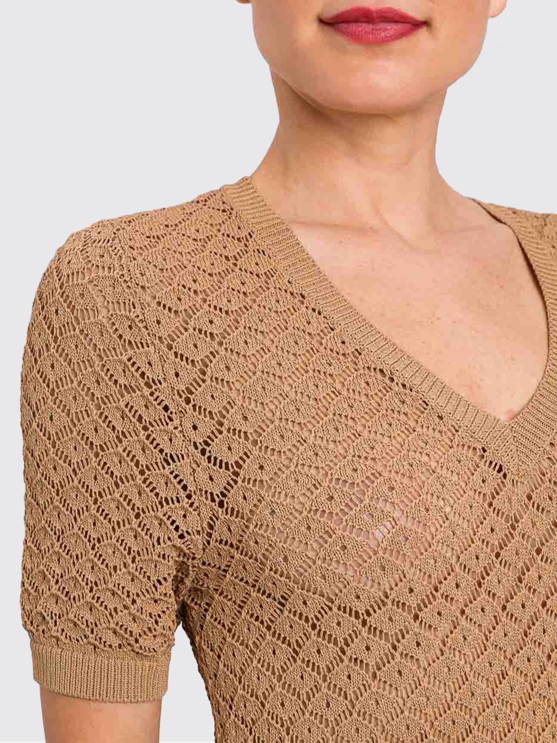 TWINSET U&B MAGLIA: Maglia in viscosa traforato Twinset U&B, Nocciola - Img 3