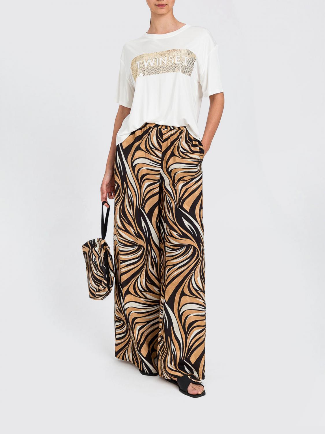 TWINSET U&B PANTALONI: Pantaloni ampi Twinset U&B in misto viscosa stampata , Fantasia - Img 2