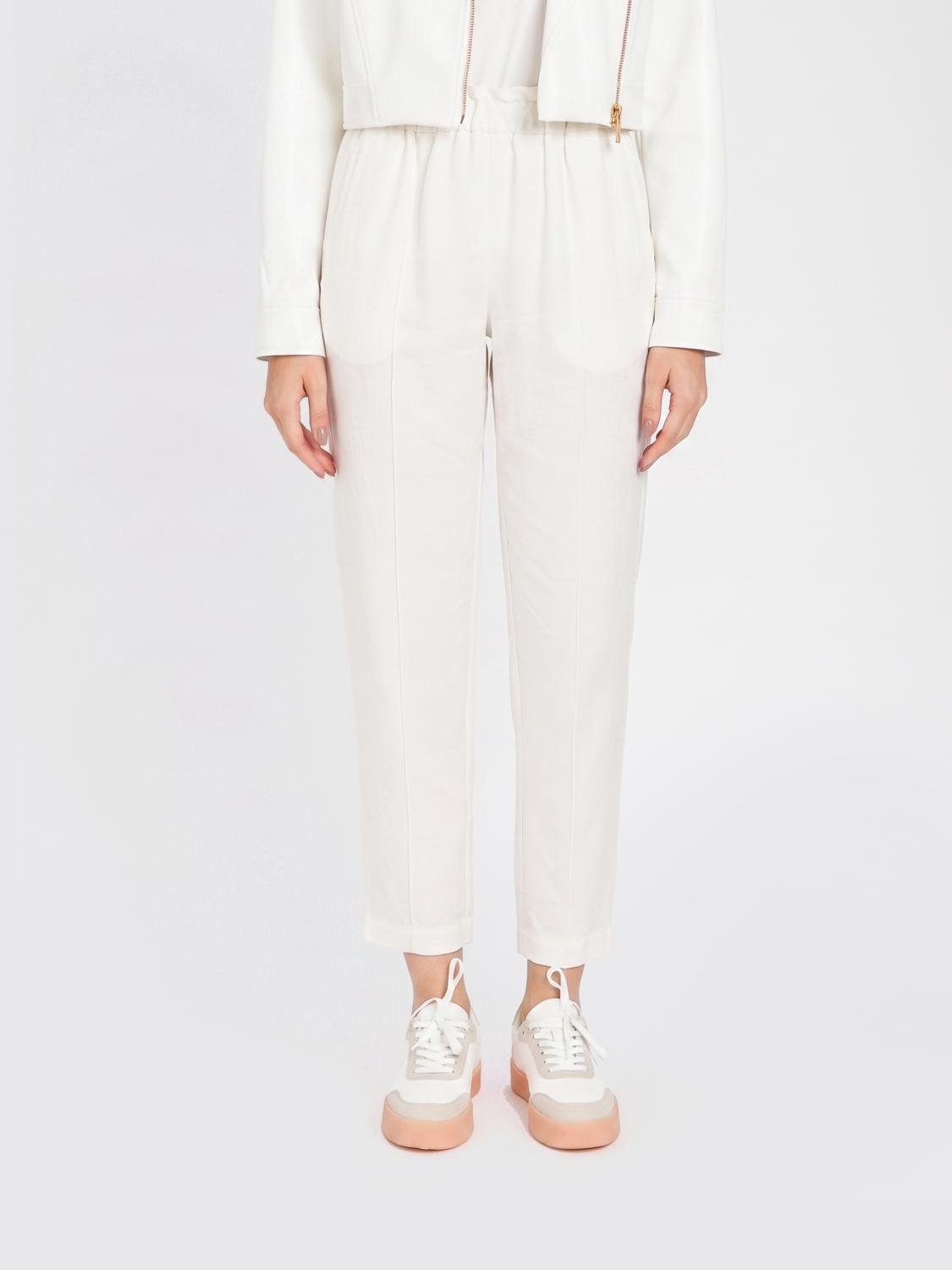 TWINSET U&B PANTALONI: Pantaloni slim fit Twinset U&b in misto lino , Bianco - Img 1