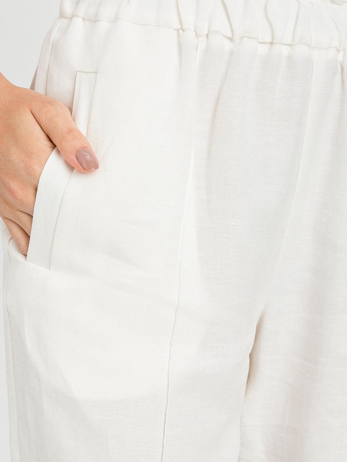 TWINSET U&B PANTALONI: Pantaloni slim fit Twinset U&b in misto lino , Bianco - Img 3