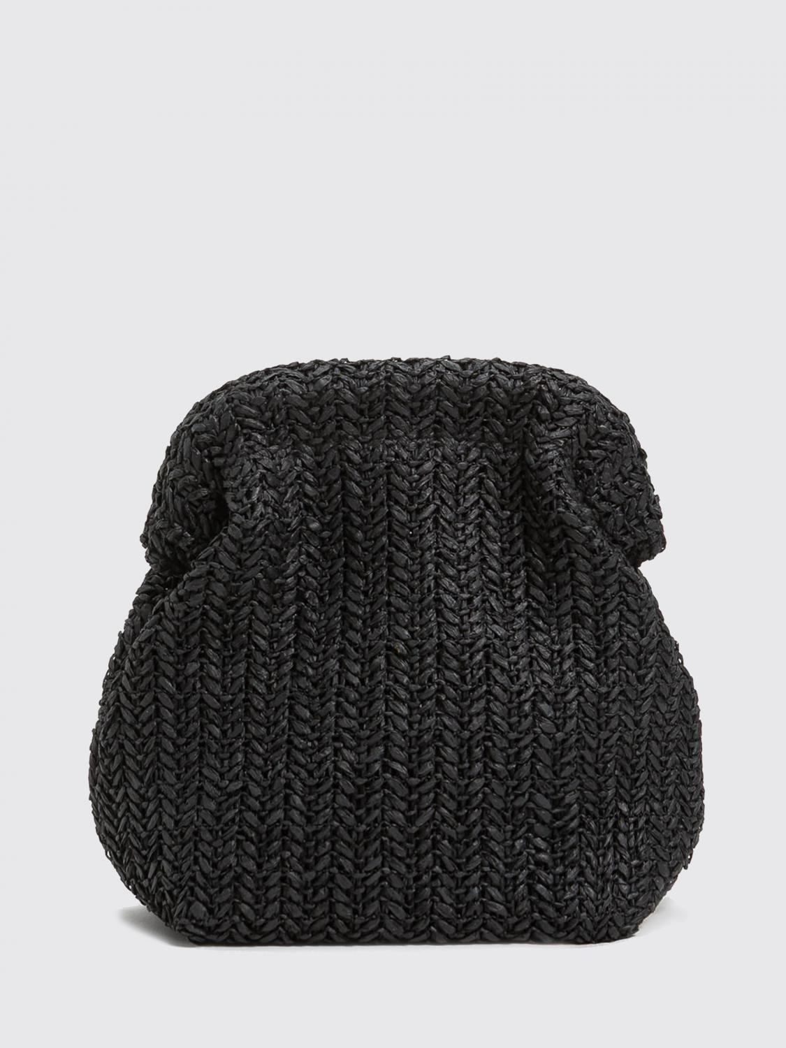TWINSET U&B BORSA MINI: Pochette Twinset U&B in rafia crochet, Nero - Img 2