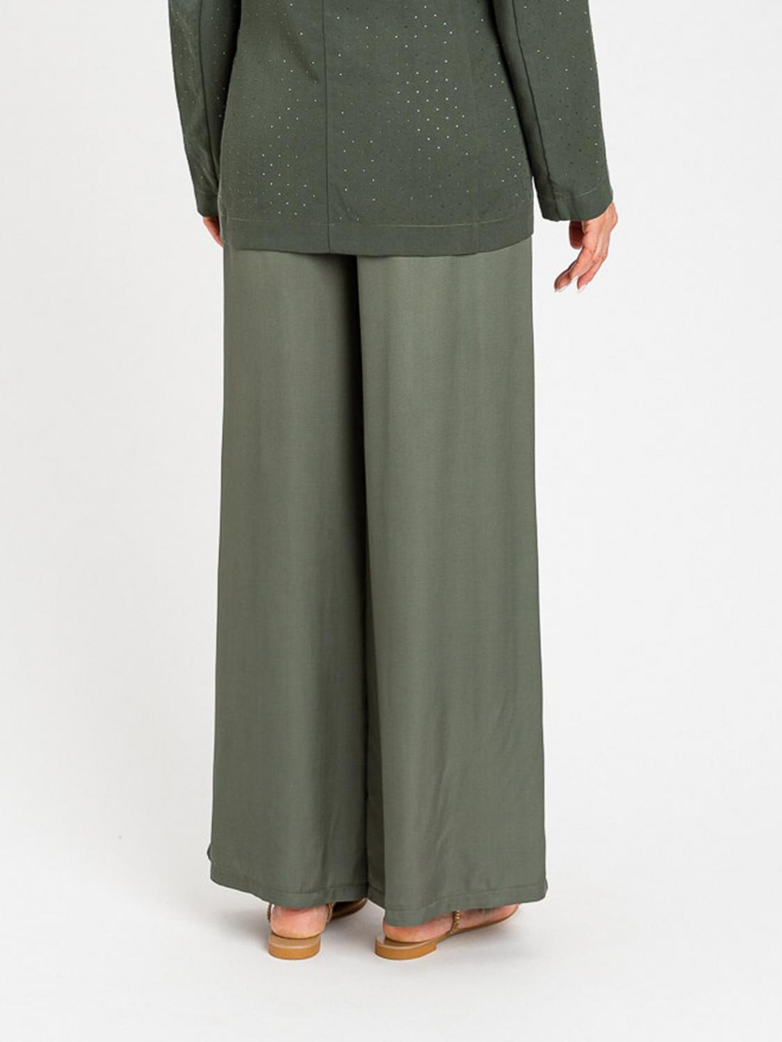 TWINSET U&B PANTALONI: Pantaloni palazzo Twinset U&B in viscosa , Verde - Img 2