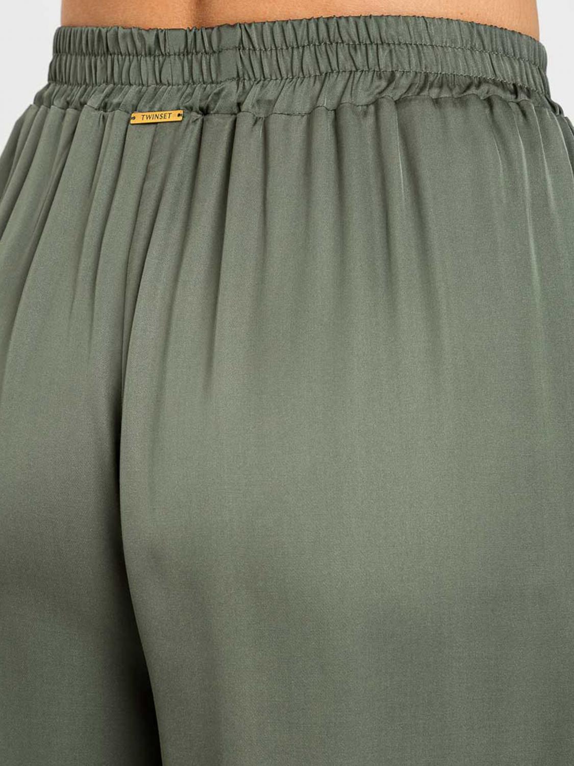 TWINSET U&B PANTALONI: Pantaloni palazzo Twinset U&B in viscosa , Verde - Img 3