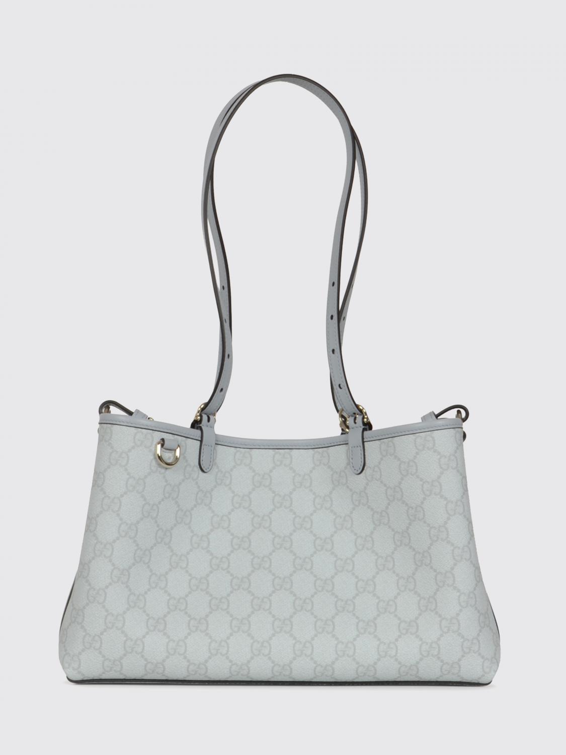 GUCCI BORSA A SPALLA: Borsa GG Emblem Gucci in cotone spalmato con monogram stampato , Blue - Img 1