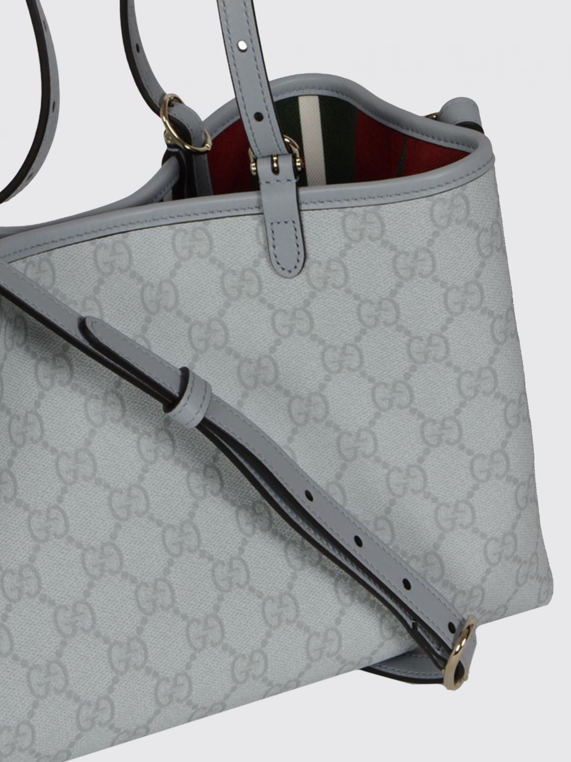 GUCCI BORSA A SPALLA: Borsa GG Emblem Gucci in cotone spalmato con monogram stampato , Blue - Img 3