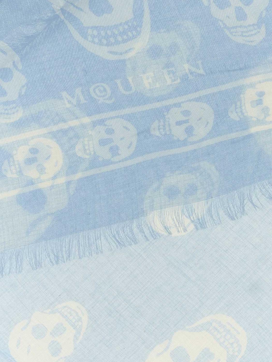 MCQUEEN SCIARPA: Sciarpa in misto seta Skull McQueen, Blue - Img 2