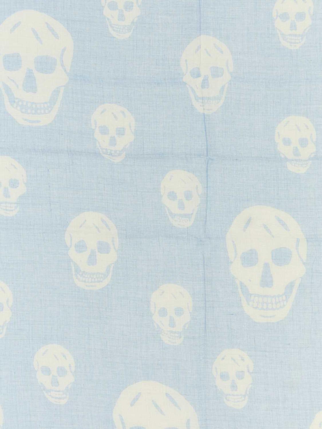 MCQUEEN SCIARPA: Sciarpa in misto seta Skull McQueen, Blue - Img 3
