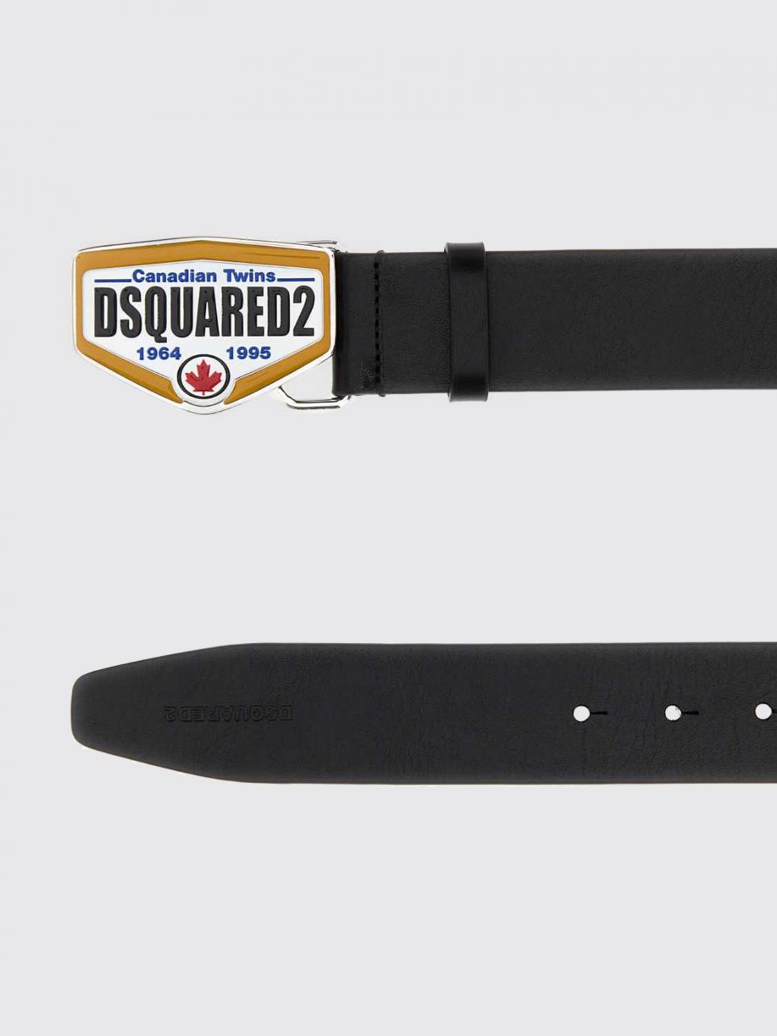 DSQUARED2 CINTURÓN: Cinturón Canadian Twins de piel con placa del logo Dsquared2, Negro - Img 2