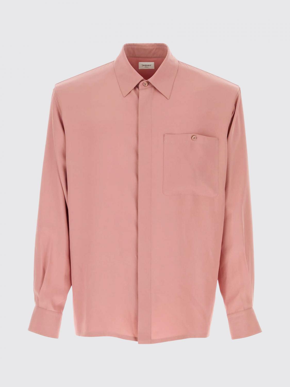 SAINT LAURENT CAMICIA: Camicia classica Saint Laurent in seta , Rosa - Img 2