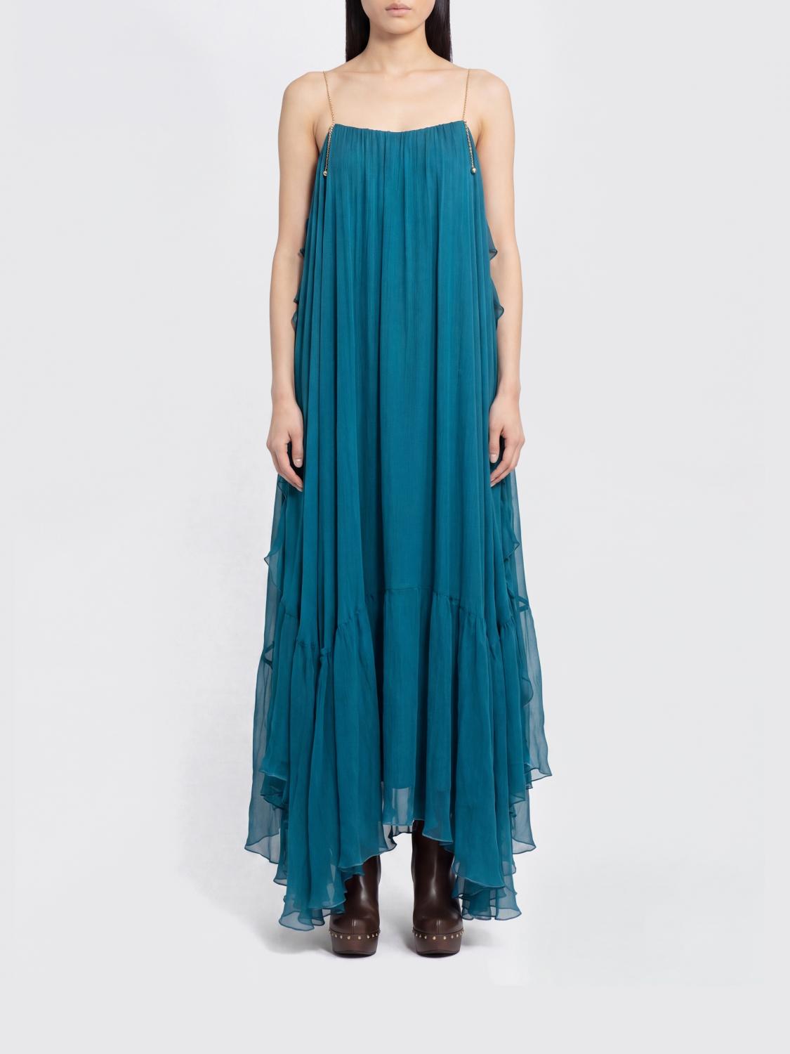 CHLOÉ ABITO: Abito Chloé in misto seta , Blue - Img 1