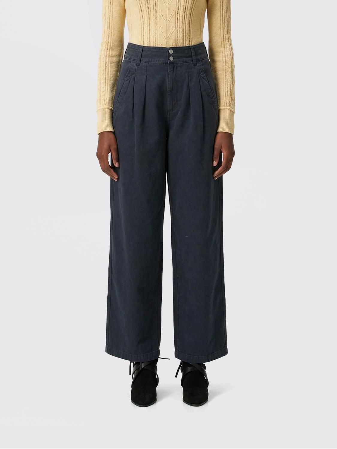ISABEL MARANT ETOILE PANTALONI: Jeans Nadine a gamba larga Isabel Marant Etoile in denim stretch , Nero - Img 1