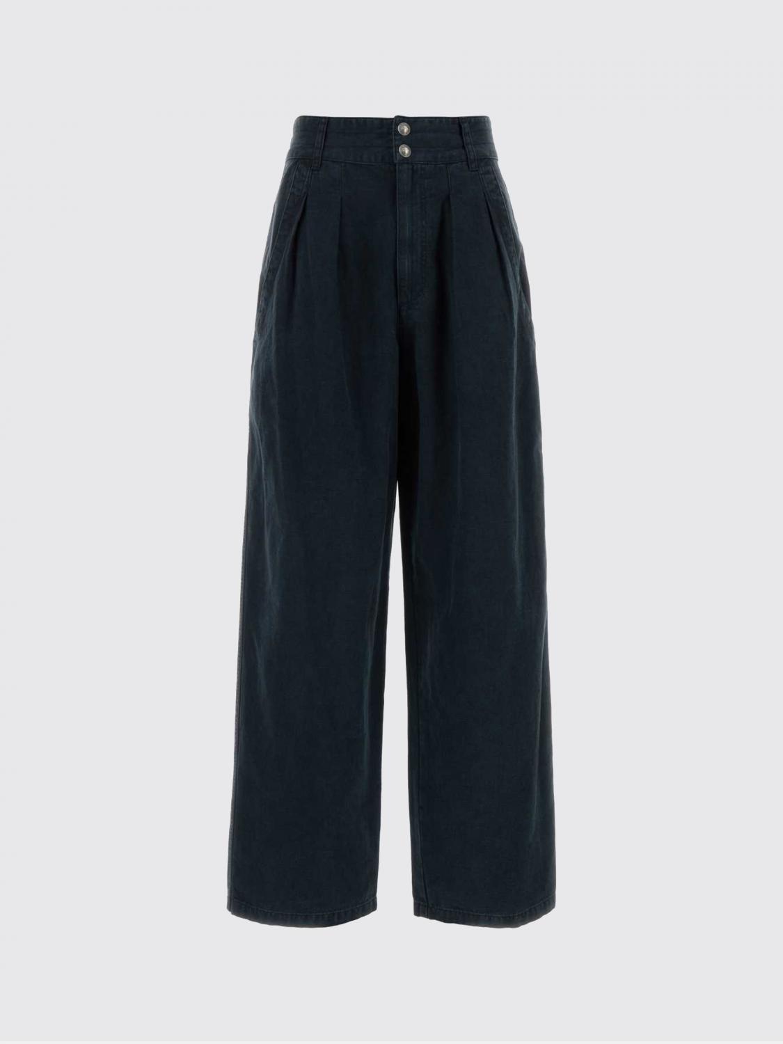 ISABEL MARANT ETOILE PANTALONI: Jeans Nadine a gamba larga Isabel Marant Etoile in denim stretch , Nero - Img 2