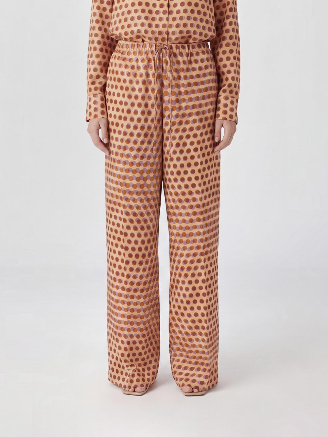 DRIES VAN NOTEN HOSE: Palazzo Hose aus Seide mit Tupfenmuster Dries Van Noten, Pink - Img 1