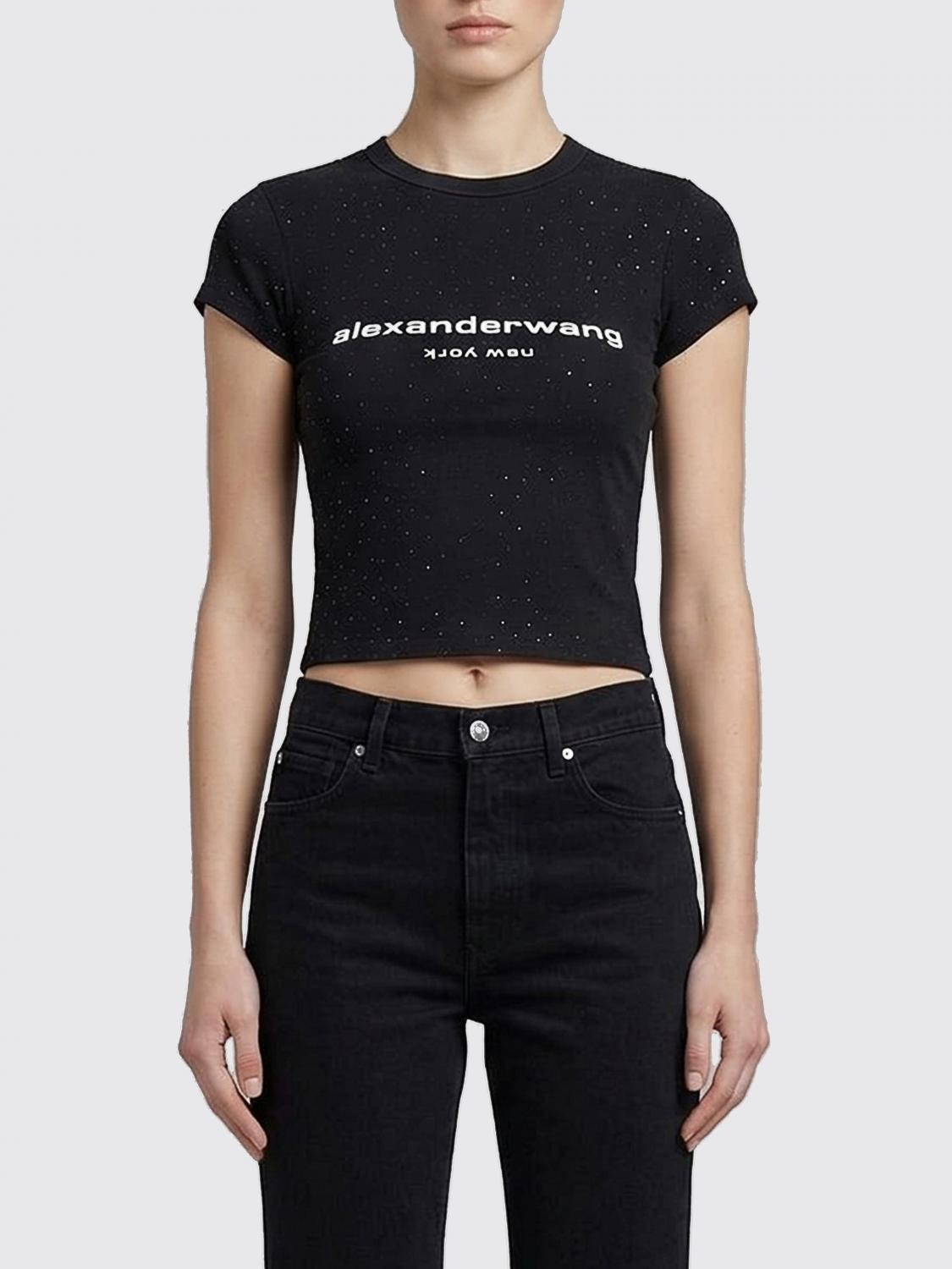ALEXANDER WANG T-SHIRTS: T-shirts in cotone con logo Alexander Wang, Nero - Img 1