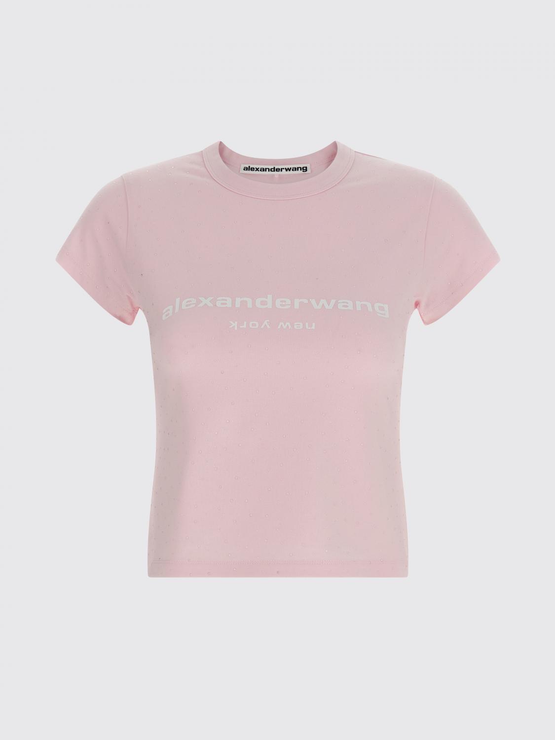 ALEXANDER WANG CAMISETA: Camisetas de algodón con logo Alexander Wang, Rosa - Img 2