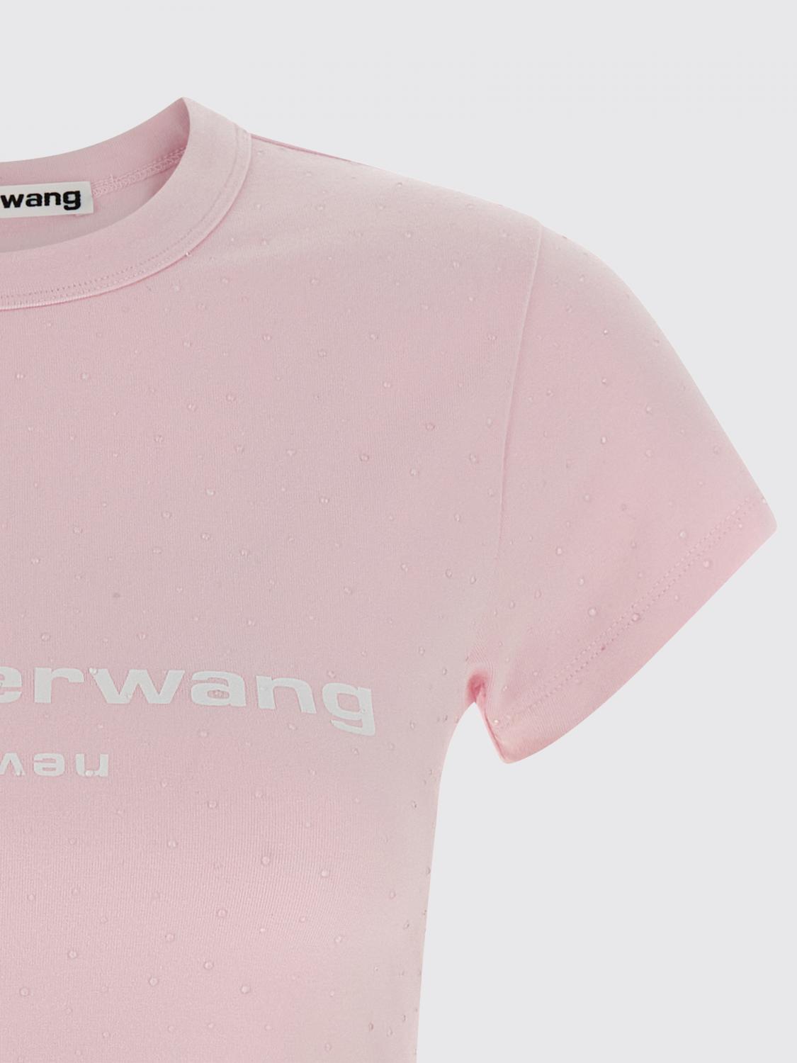 ALEXANDER WANG CAMISETA: Camisetas de algodón con logo Alexander Wang, Rosa - Img 4
