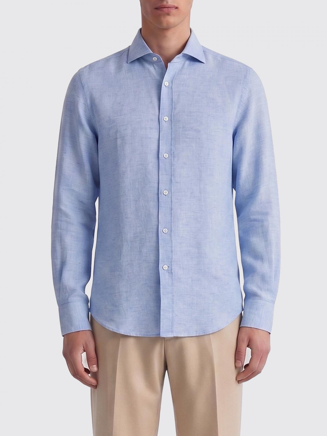 BRUNELLO CUCINELLI CAMICIA: Camicia di lino Brunello Cucinelli, Blue - Img 1
