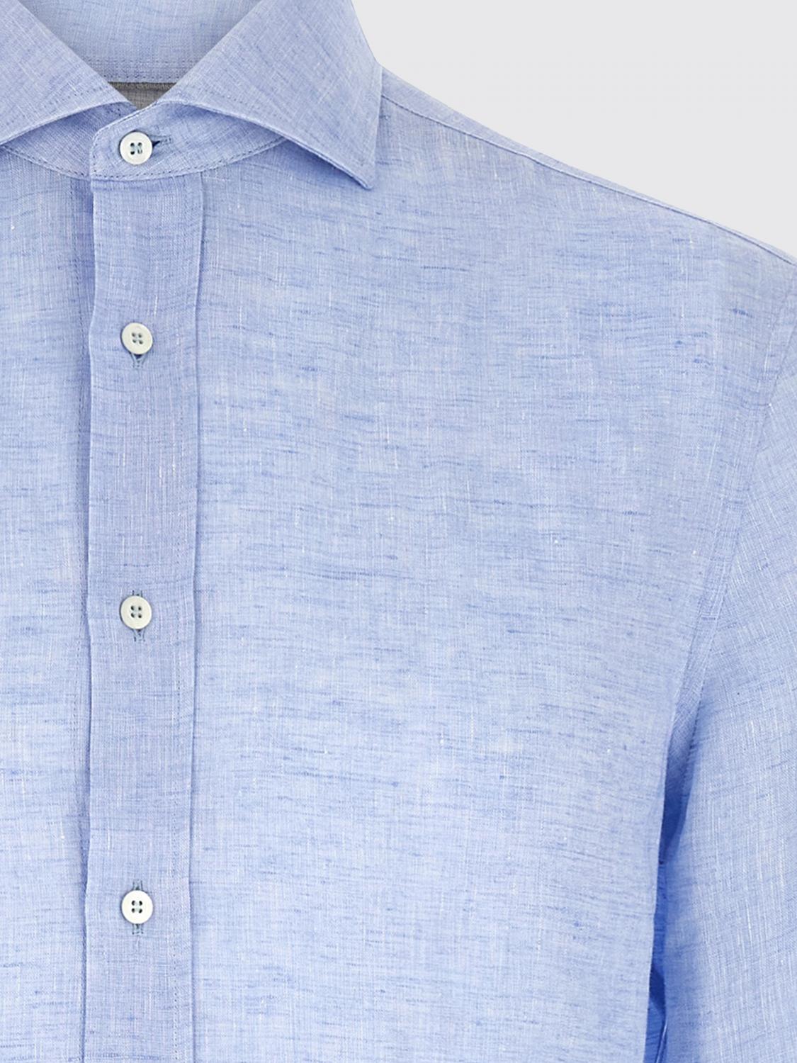 BRUNELLO CUCINELLI CAMICIA: Camicia di lino Brunello Cucinelli, Blue - Img 4