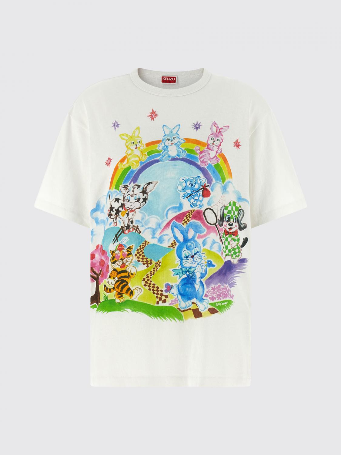 KENZO T-SHIRTS: T-shirts in cotone stampata Kenzo, Bianco - Img 2