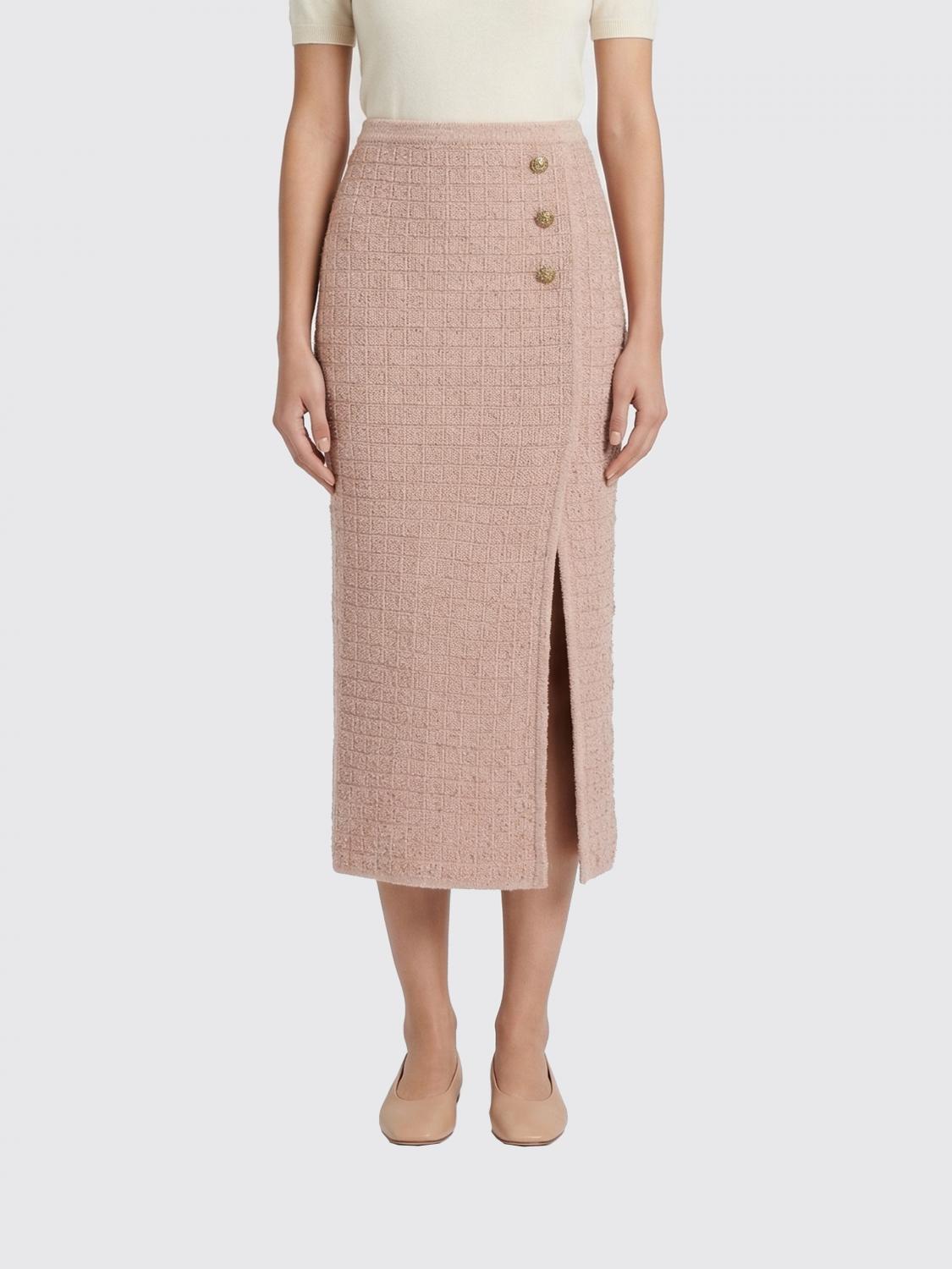 ALESSANDRA RICH GONNA: Gonna a tubino in lana merino Alessandra Rich, Rosa - Img 1