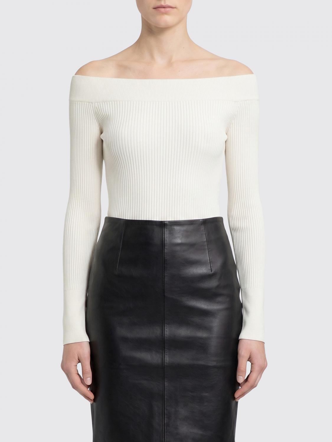 ALAÏA TOP: Body de punto de viscosa Alaïa, Blanco - Img 1