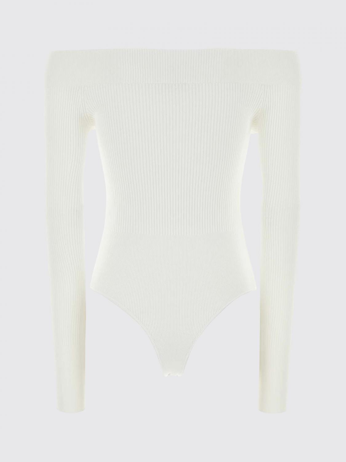 ALAÏA TOP: Body de punto de viscosa Alaïa, Blanco - Img 3