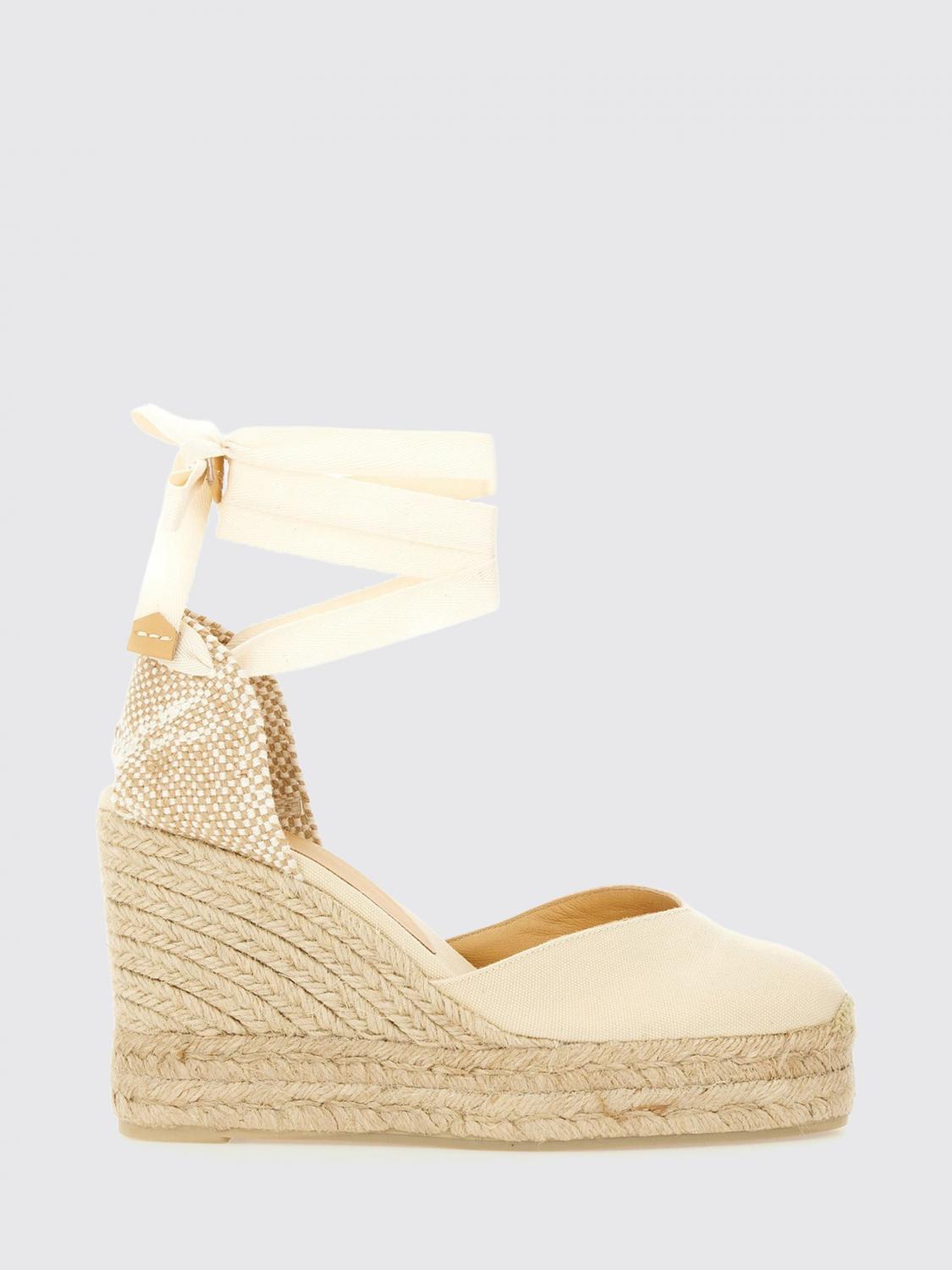 CASTAÑER ESPADRILLAS: Espadrillas con zeppa Chiara Castañer in canvas di cotone, Avorio - Img 1