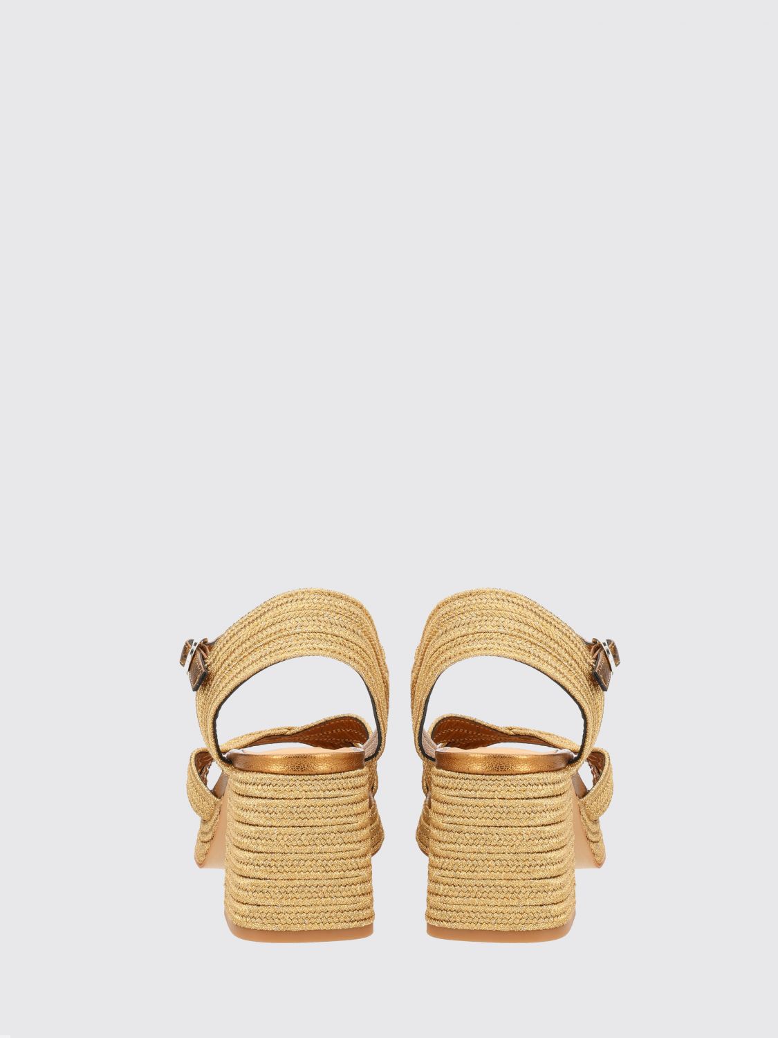CASTAÑER HEELED SANDAL: Vallita Woven Canvas Sandals Castañer, Gold - Img 3