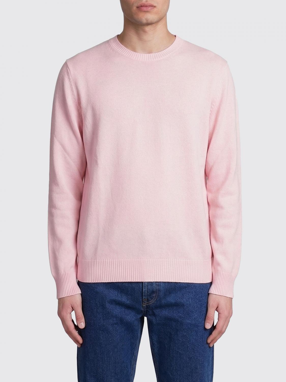 FEDELI JERSEY: Jersey de algodón con cuello redondo Fedeli, Rosa - Img 1