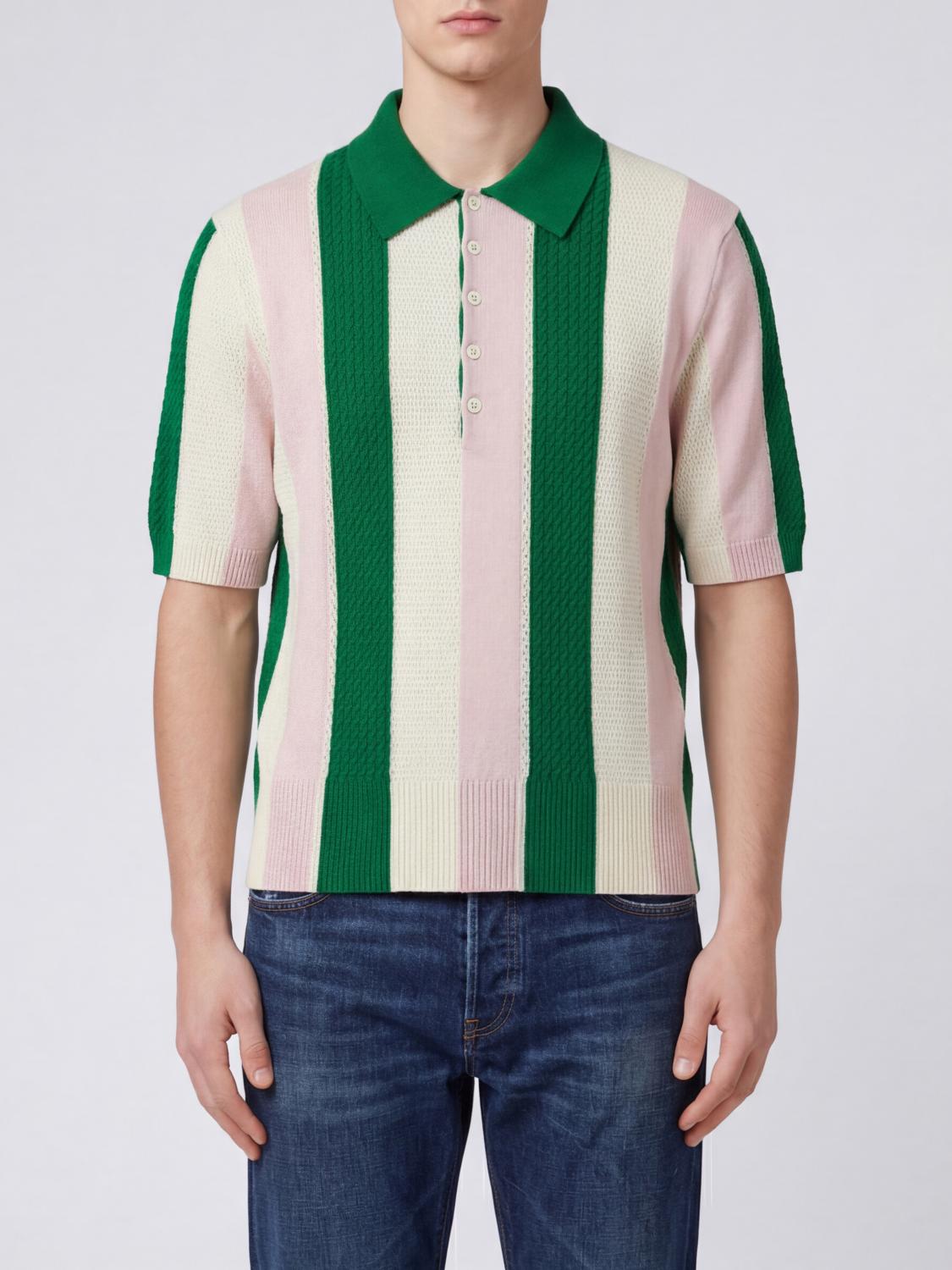 THOM BROWNE POLO: Polo de punto de cachemira a rayas Thom Browne, Rosa - Img 1