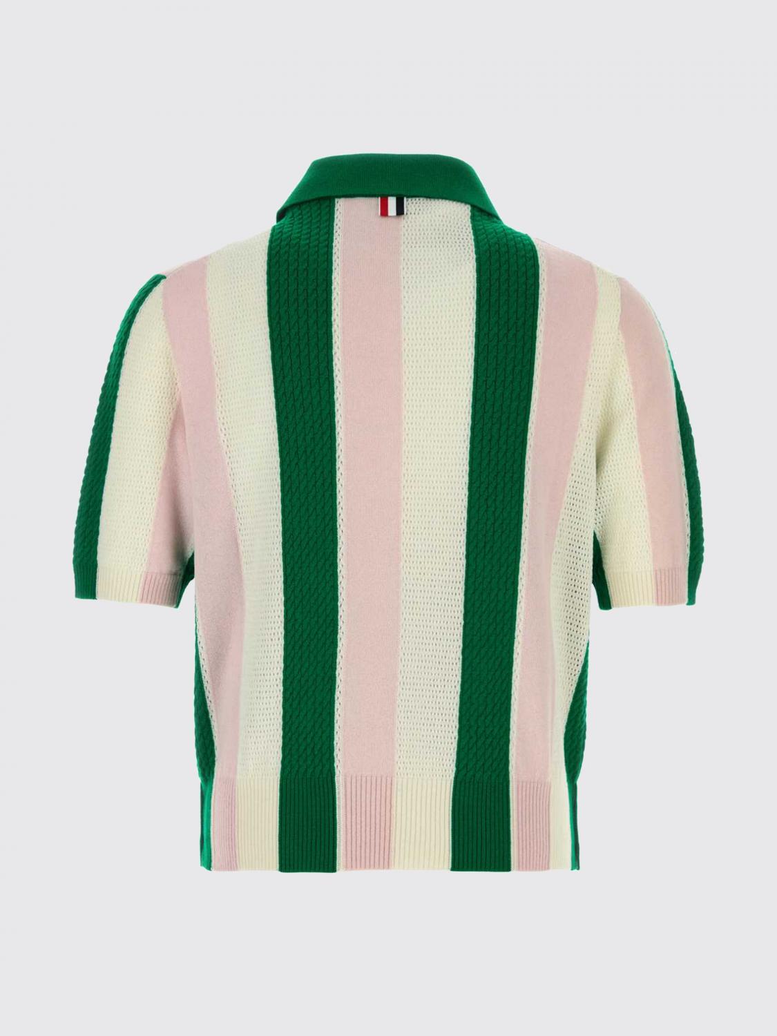 THOM BROWNE POLO: Polo de punto de cachemira a rayas Thom Browne, Rosa - Img 3