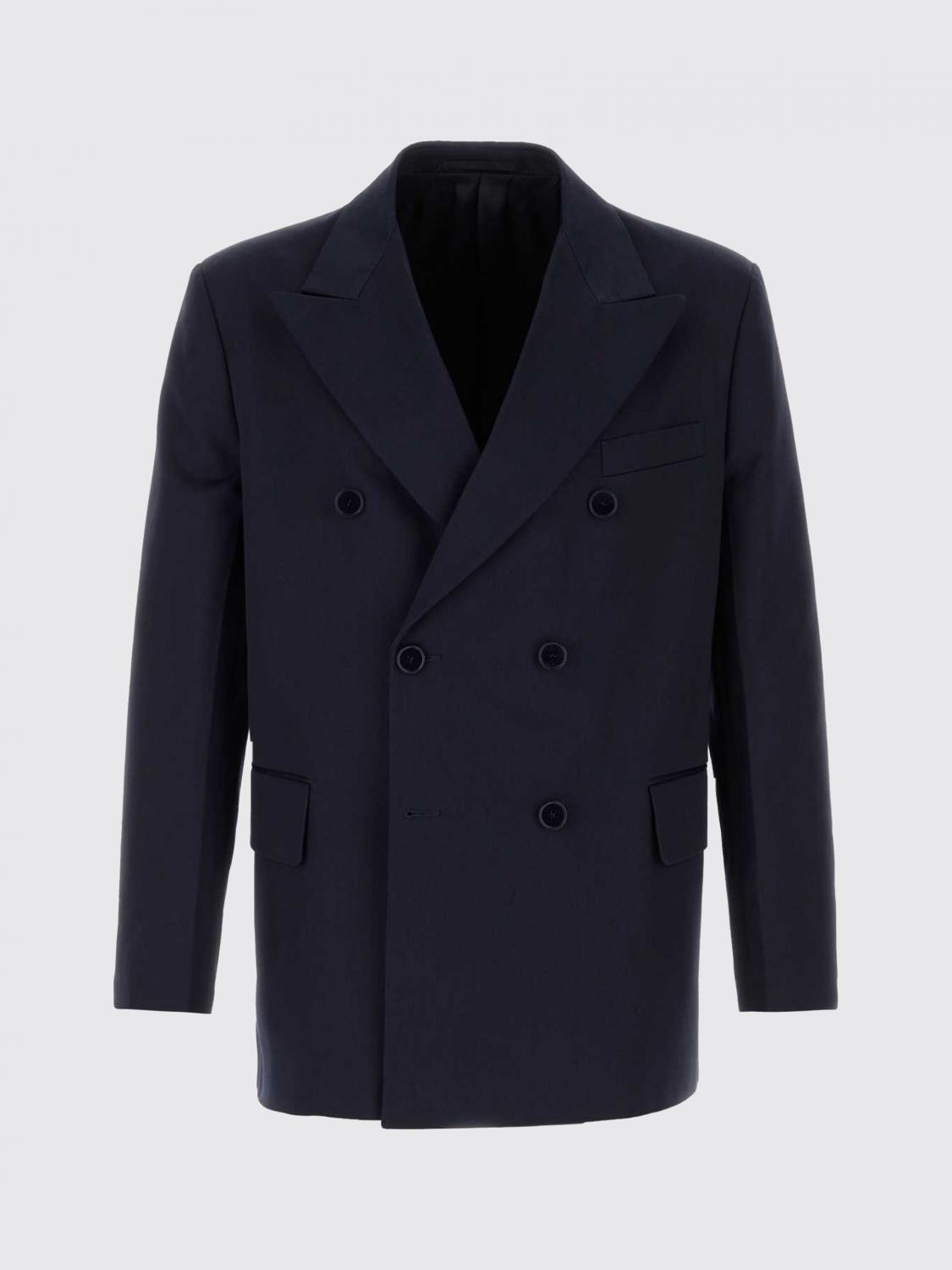 PRADA ジャケット: Prada コットン製ダブルブレストブレザー, ネイビー - Img 1