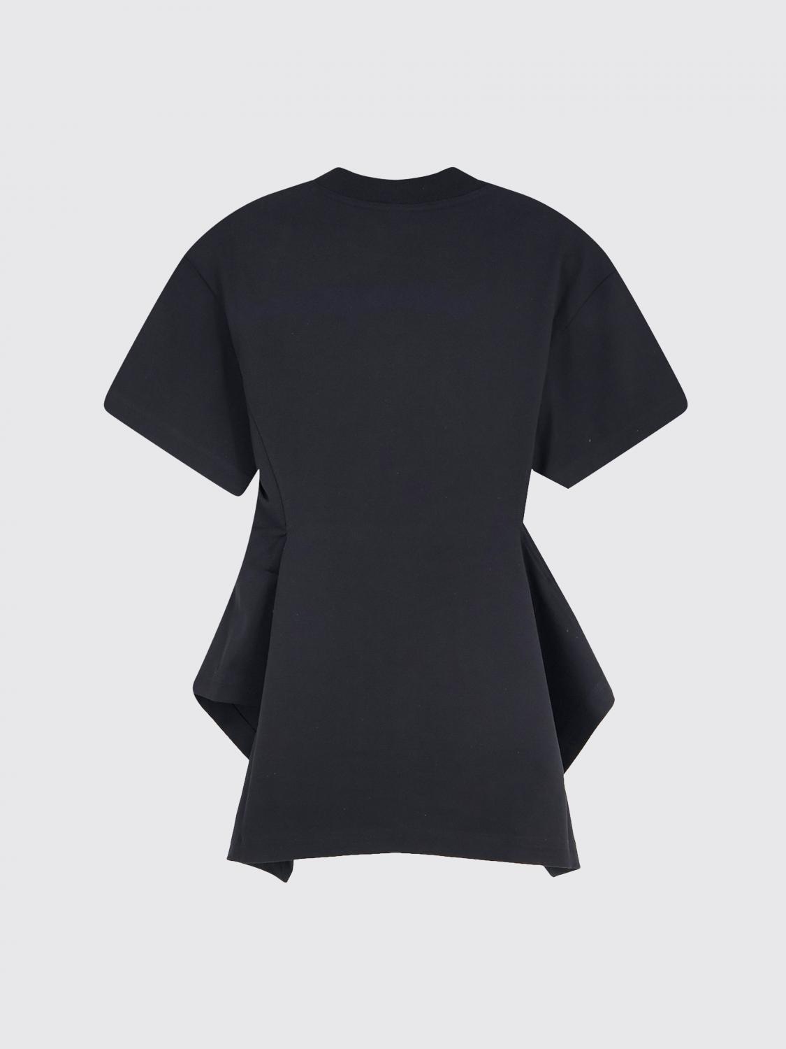 ALAÏA TOP: Top de cuello redondo de popelina de algodón Alaïa, Negro - Img 3
