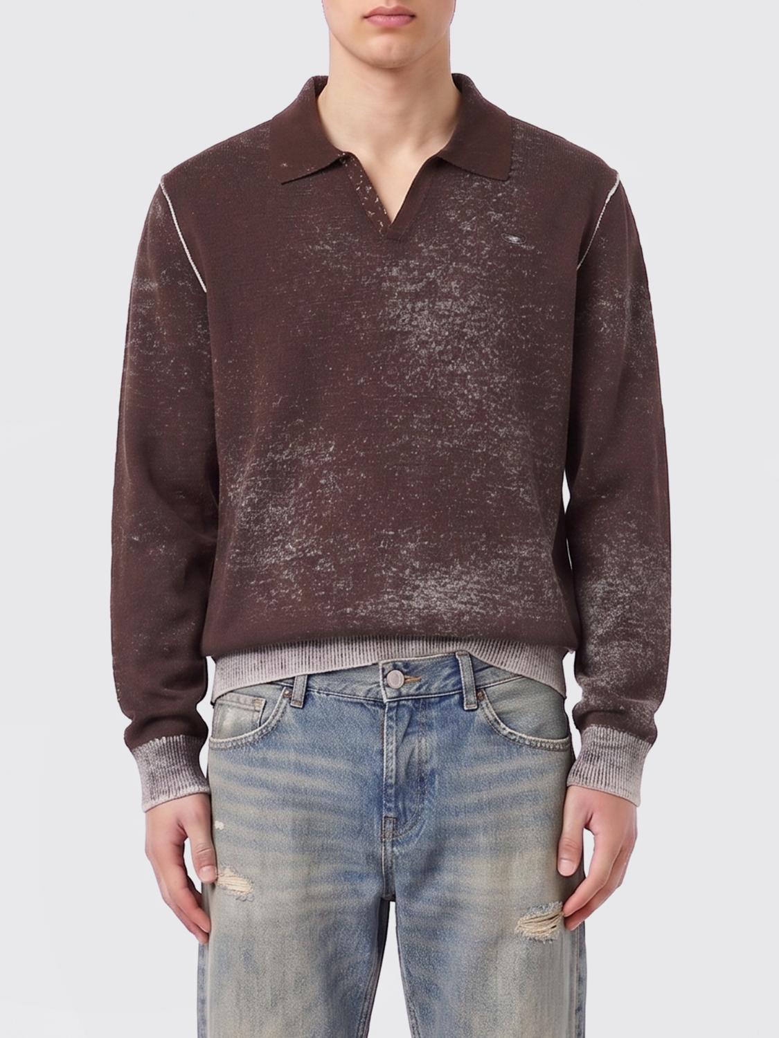 DIESEL POLO: Polo Diesel en maille de coton abstraite, Marron - Img 1