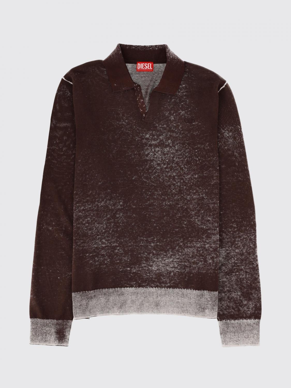 DIESEL POLO: Polo Diesel en maille de coton abstraite, Marron - Img 2