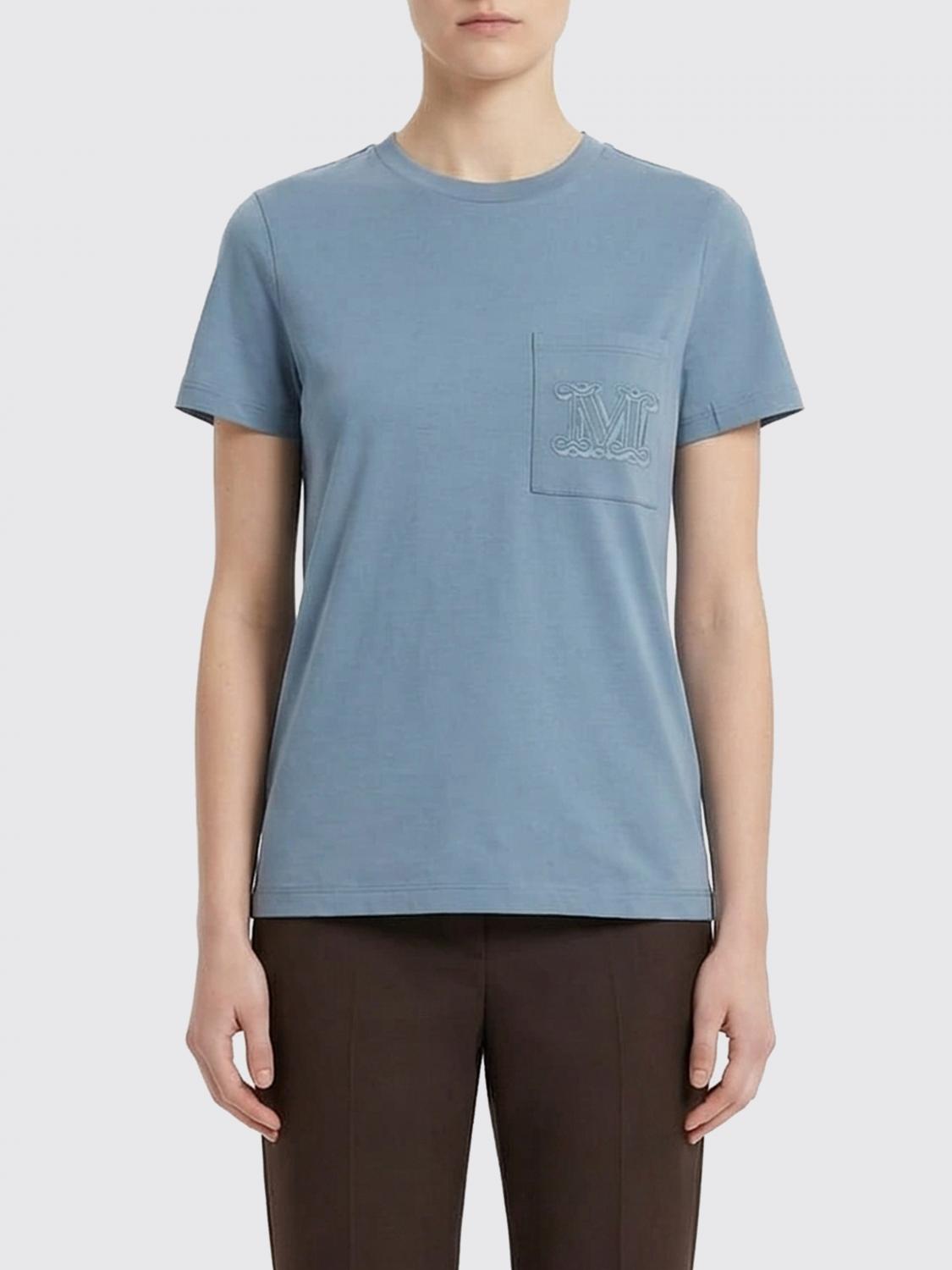 MAX MARA T-SHIRTS: T-shirts in cotone con monogramma Max Mara, Azzurro - Img 1