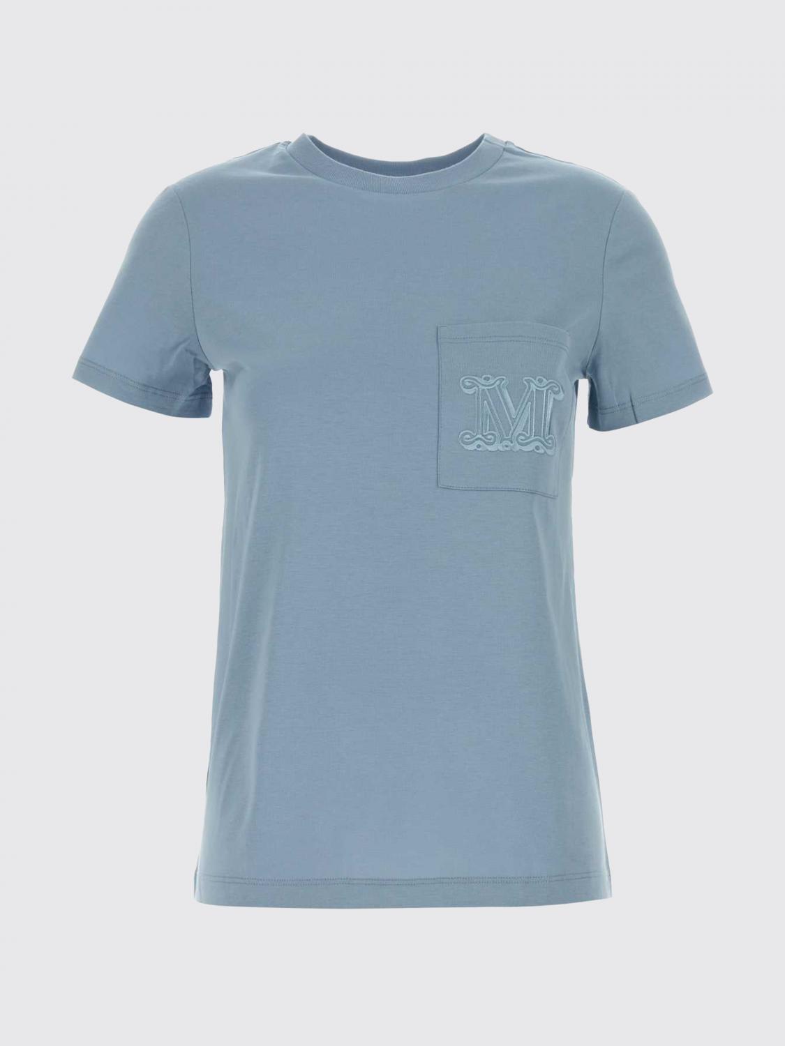 MAX MARA T-SHIRTS: T-shirts in cotone con monogramma Max Mara, Azzurro - Img 2