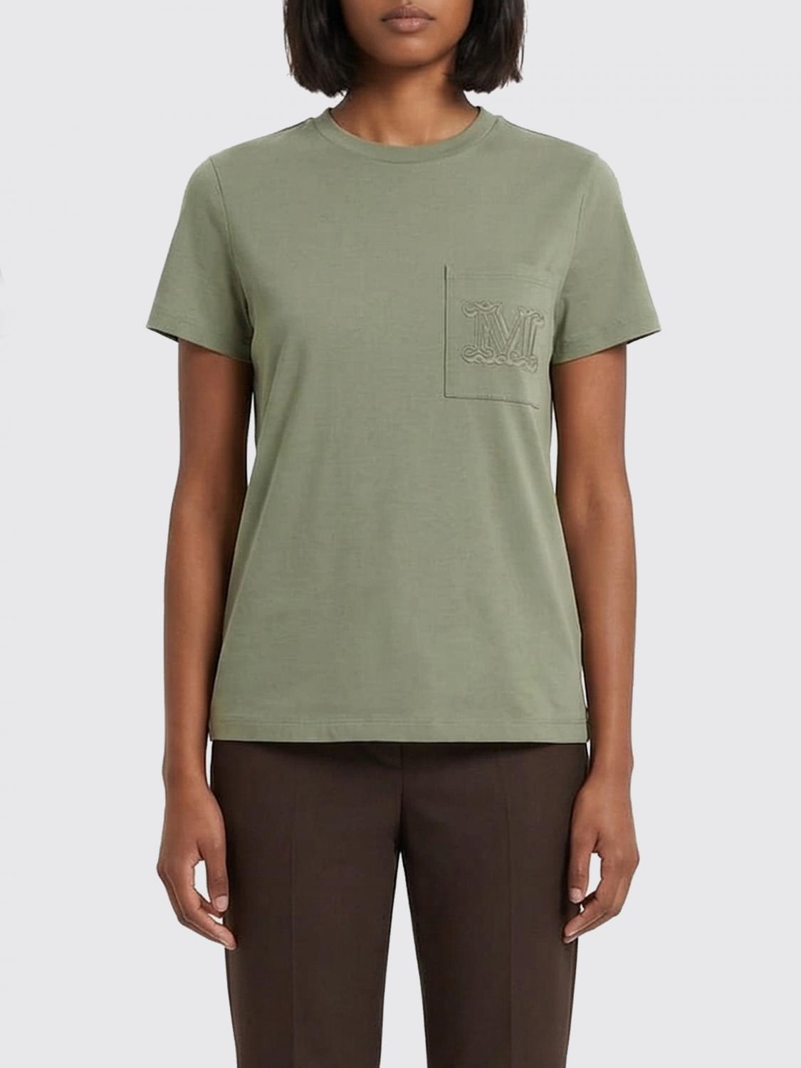 MAX MARA T-SHIRTS: T-shirts in cotone con monogramma Max Mara, Verde - Img 1