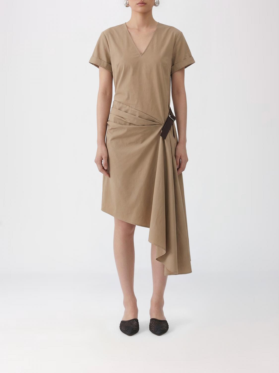 LOEWE ABITO: Abito asimmetrico in cotone e seta Loewe, Beige - Img 1