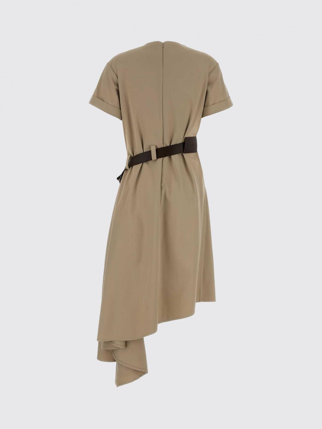 LOEWE ABITO: Abito asimmetrico in cotone e seta Loewe, Beige - Img 2